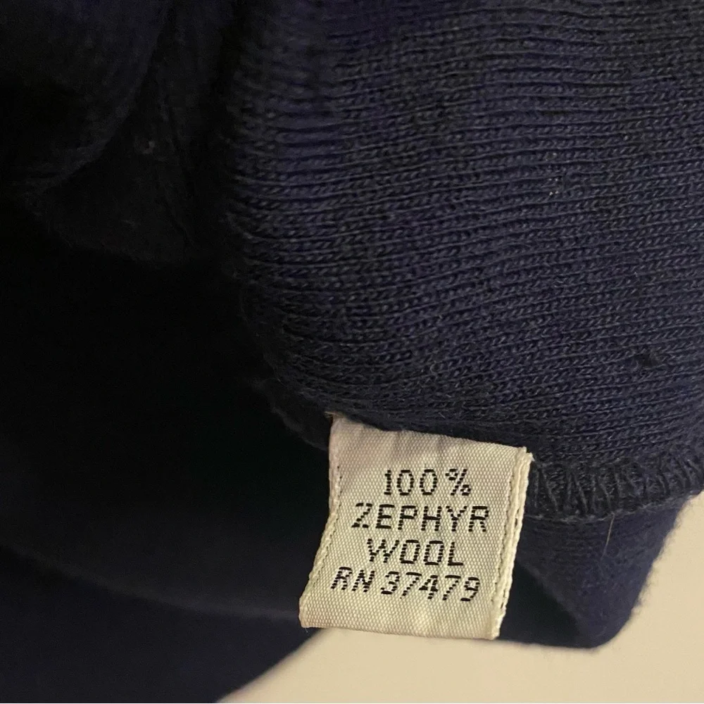 St Croix Knits Sweater Vest Sz L Navy Blue 100% Zephyr Wool Vintage